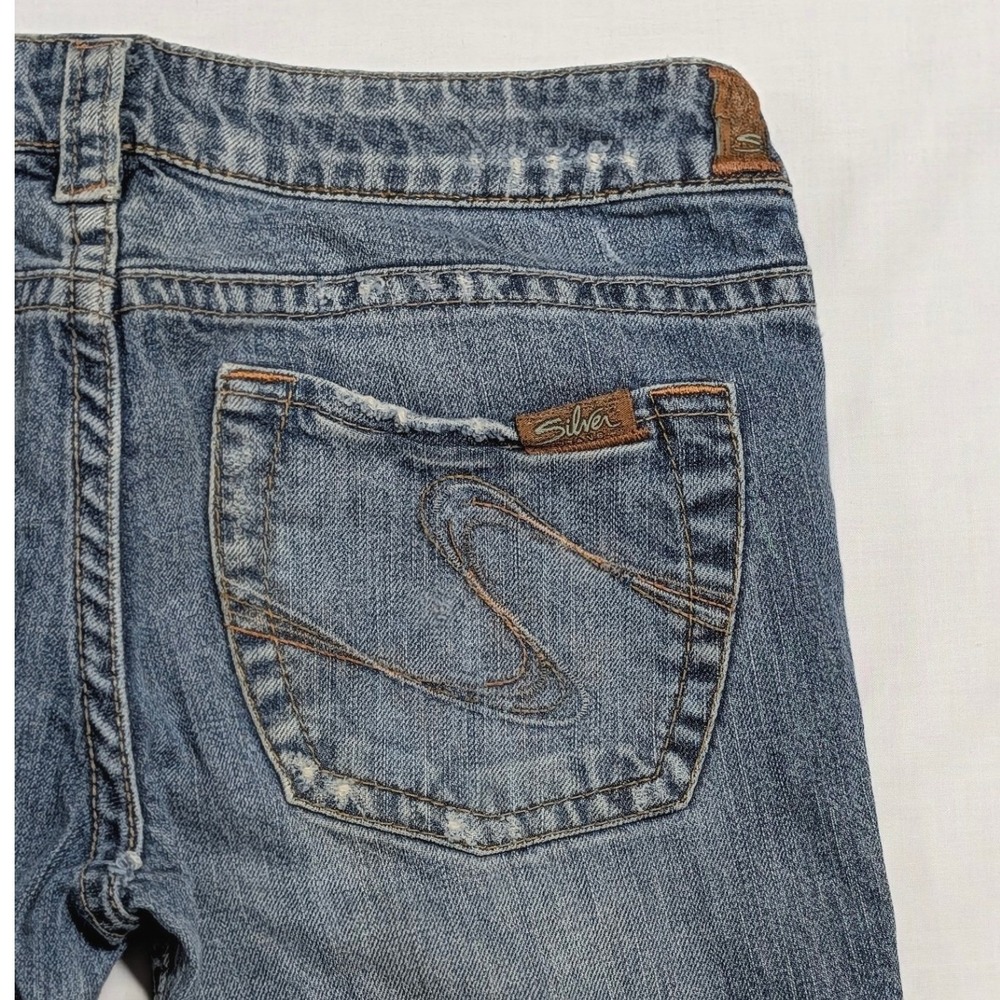 Silver Jeans Tuesday Low Rise Capri Jeans Medium Wash Distressed Women's 29